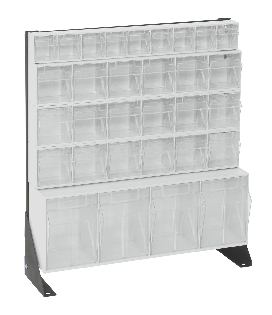 Tip Out Bin Floor Stand Unit, single sided, 10"D x 23-5/8"W x 28"H, Black, White, Carbon Steel, QFS124-31WT