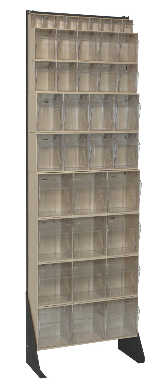 Tip Out Bin Floor Stand, single sided, 10"D x 23-5/8"W x 75"H, Black, Ivory, Carbon Steel, QFS170-36IV