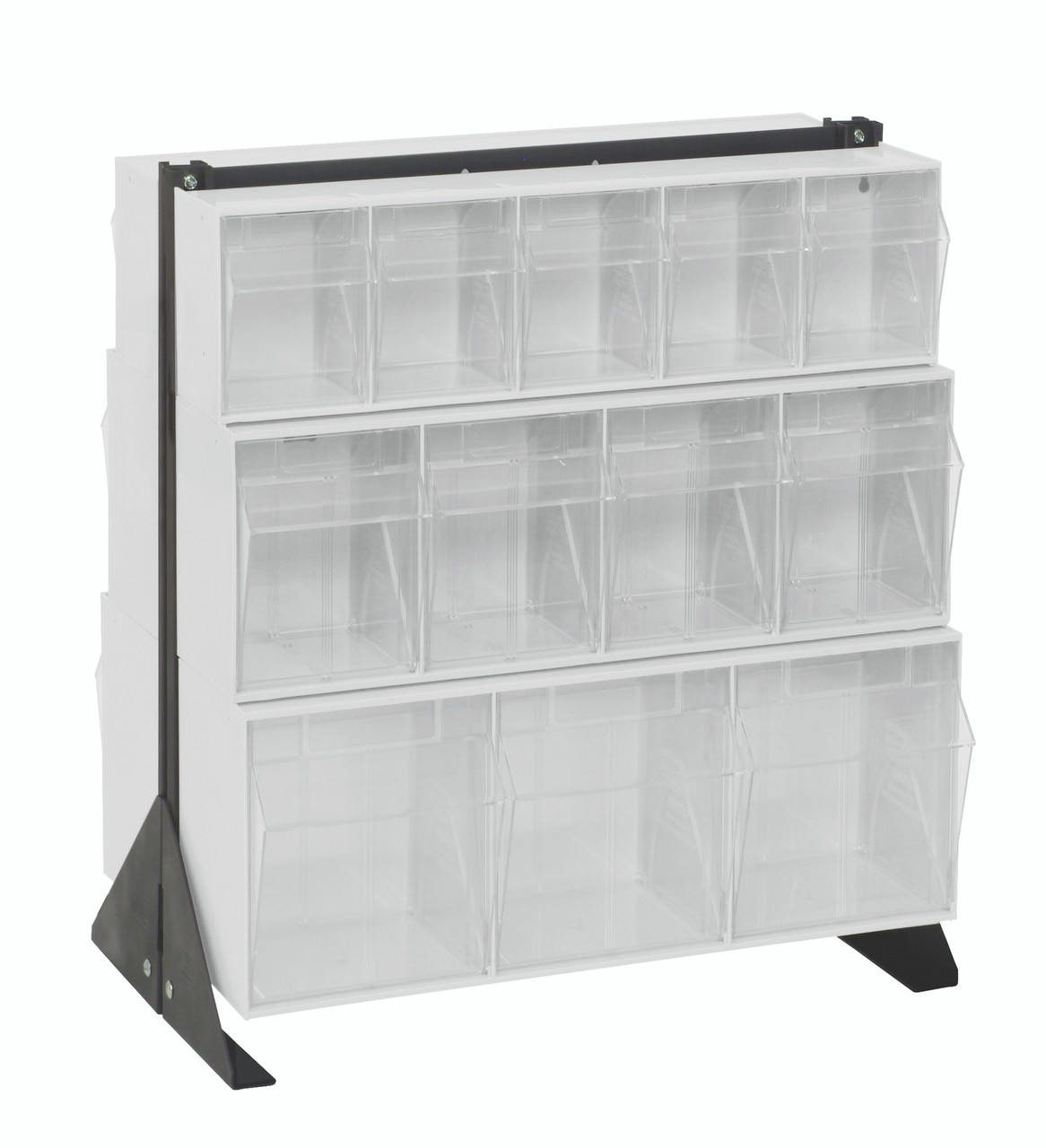 Tip Out Bin Floor Stand, double sided, 20-1/4"D x 23-5/8"W x 28"H, Black, White, Carbon Steel, QFS224-24WT