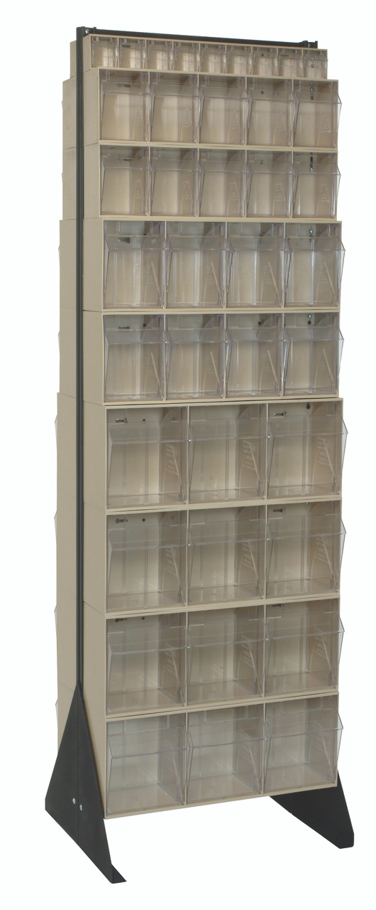 Tip Out Bin Floor Stand, double sided, 20-1/4"D x 23-5/8"W x 75"H, Black, Ivory, Carbon Steel, QFS270-72IV