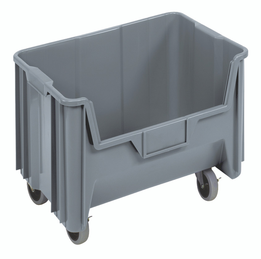 Mobile Container, stacking, 15-1/4" x 19-7/8" x 15-7/16", Gray, Gray, Polypropylene, QGH705MOBGYCS
