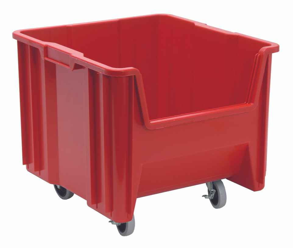 Mobile Container, stacking, 17-1/2" x 16-1/2" x 15-1/2", Red, Red, Polypropylene, QGH805MOBRDCS