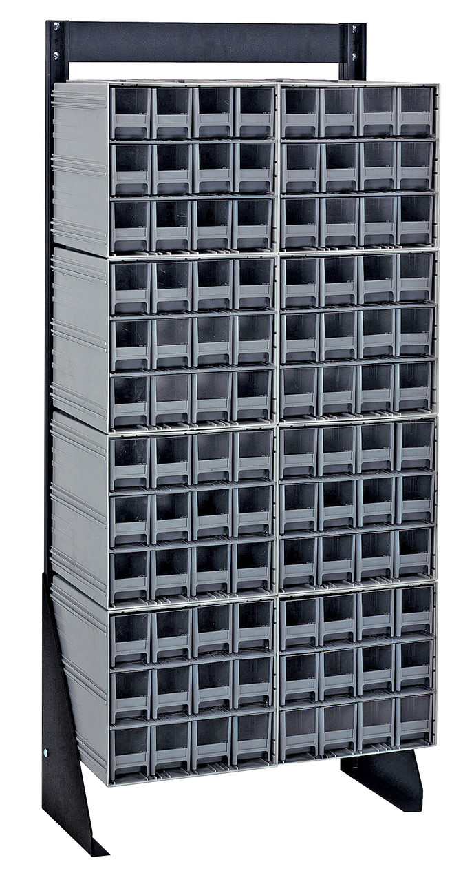 Interlocking Storage Cabinets Floor Stand, single sided, 12"D x 23-5/8"W x 52"H, Black, Gray, Carbon Steel, QIC-148-122GY