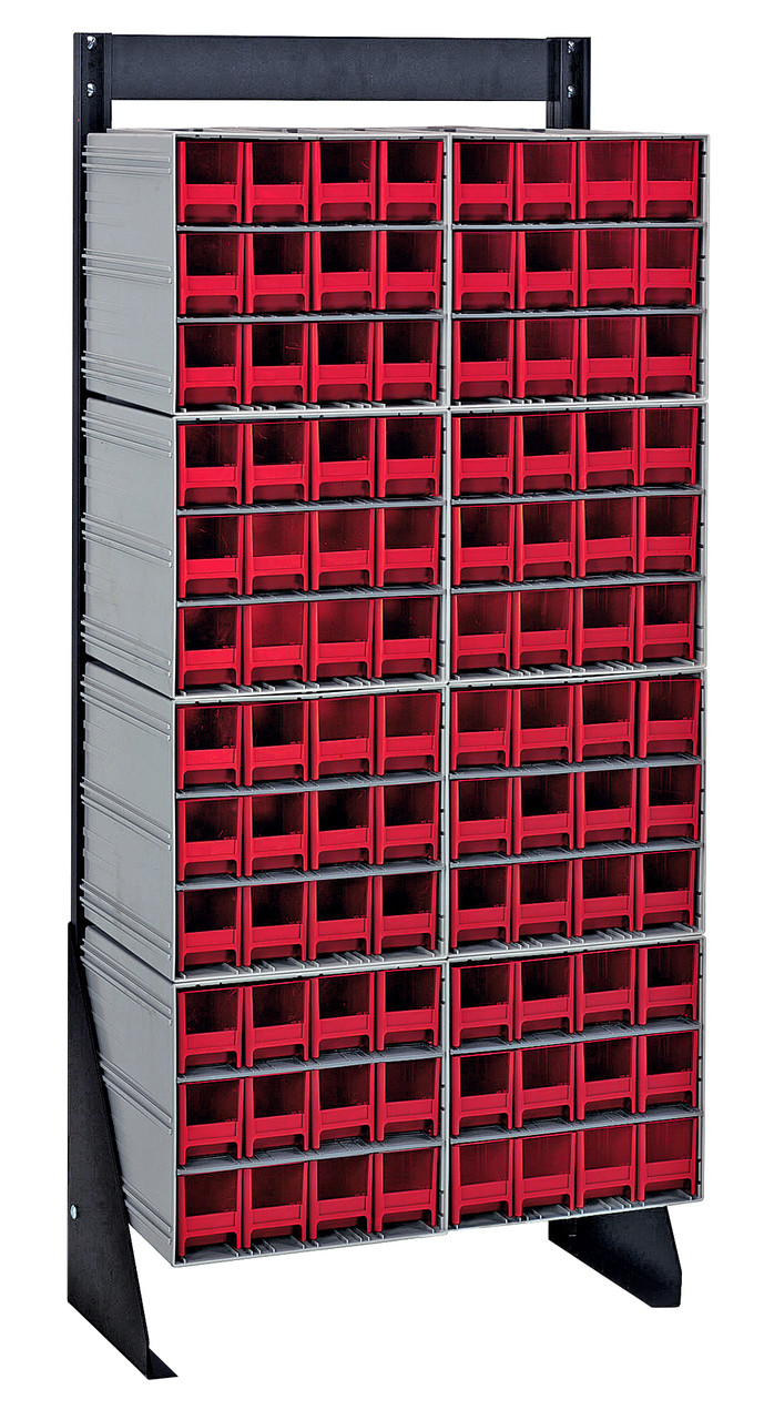 Interlocking Storage Cabinets Floor Stand, single sided, 12"D x 23-5/8"W x 52"H, Black, Red, Carbon Steel, QIC-148-122RD