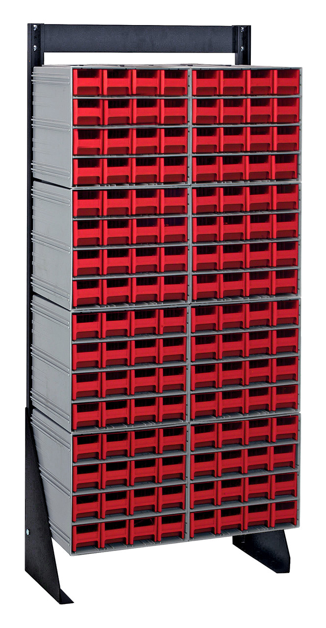 Interlocking Storage Cabinets Floor Stand, single sided, 12"D x 23-5/8"W x 52"H, Black, Red, Carbon Steel, QIC-148-161RD