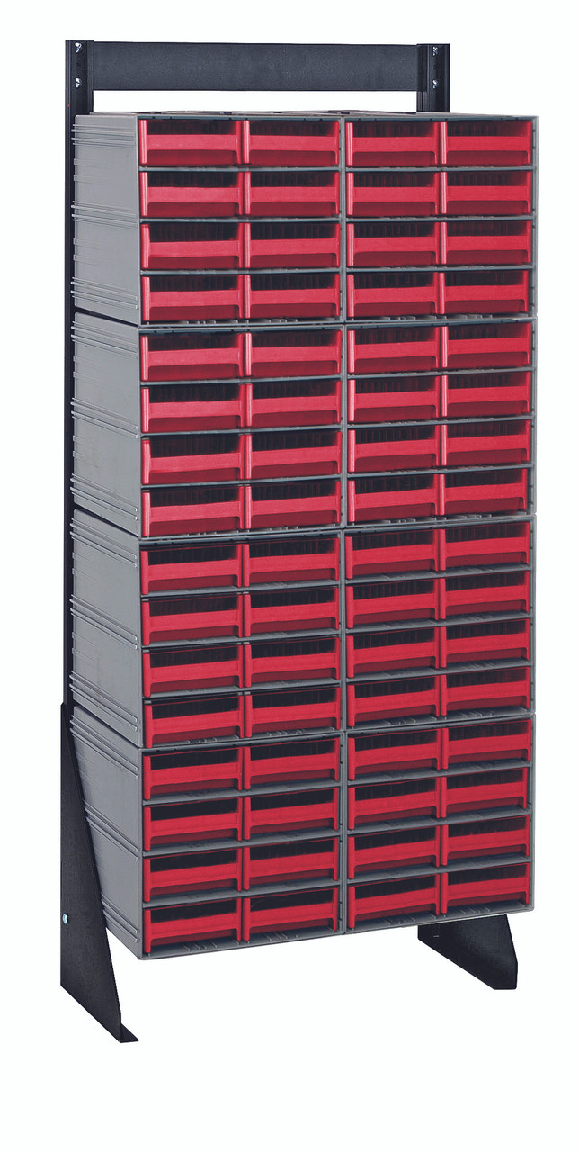 Interlocking Storage Cabinets Floor Stand, single sided, 12"D x 23-5/8"W x 52"H, Black, Red, Carbon Steel, QIC-148-83RD