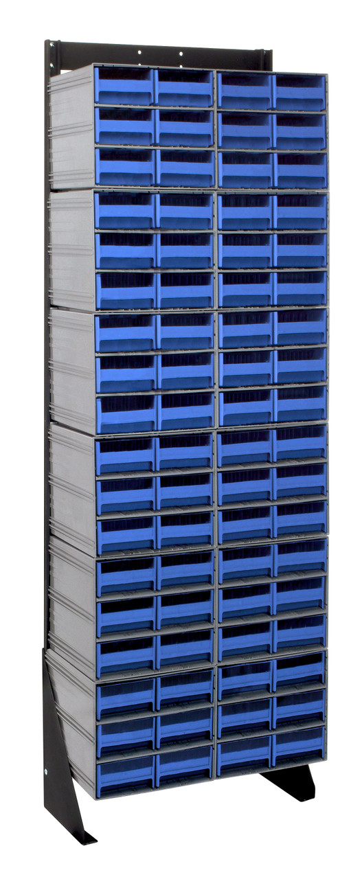 Interlocking Storage Cabinets Floor Stand, single sided, 12"D x 23-5/8"W x 75"H, Black, Blue, Carbon Steel, QIC-170-64BL