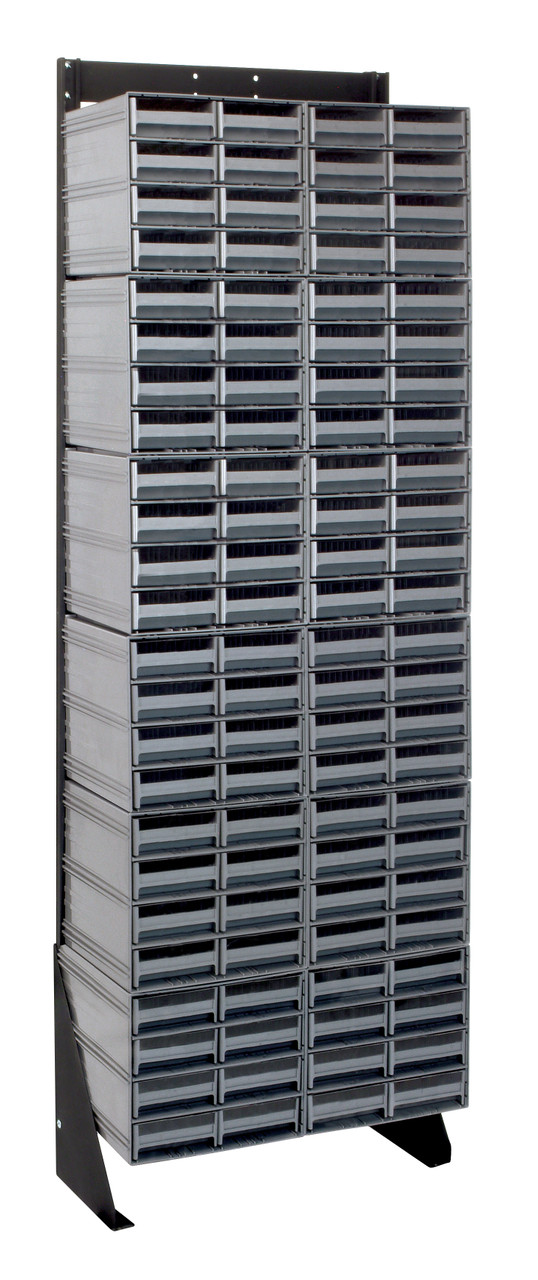 Interlocking Storage Cabinets Floor Stand, single sided, 12"D x 23-5/8"W x 75"H, Black, Gray, Carbon Steel, QIC-170-83GY