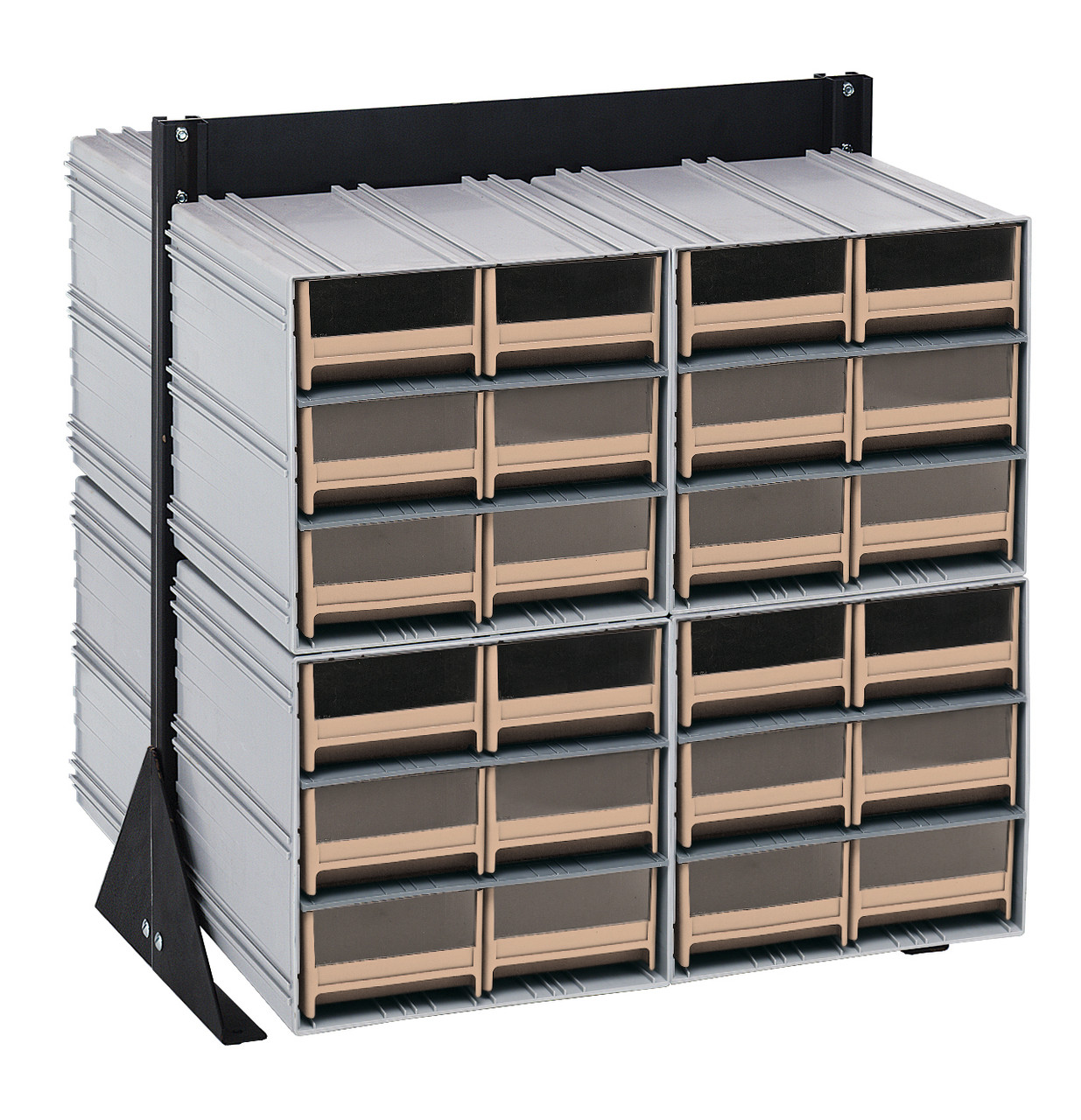 Interlocking Storage Cabinets Floor Stand, double sided, 24"D x 23-5/8"W x 28"H, Black, Ivory, Carbon Steel, QIC-224-64IV
