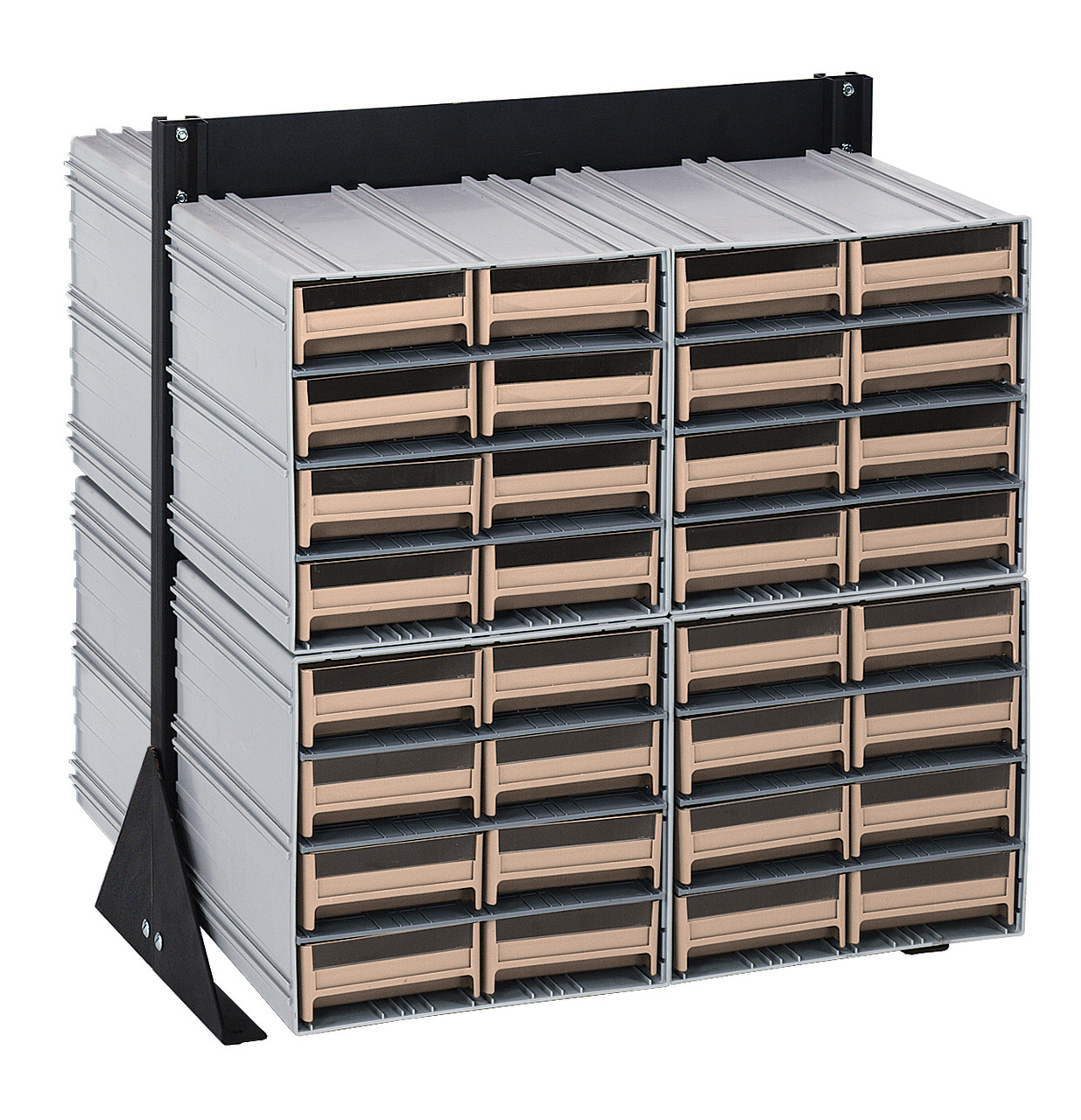 Interlocking Storage Cabinets Floor Stand, double sided, 24"D x 23-5/8"W x 28"H, Black, Ivory, Carbon Steel, QIC-224-83IV
