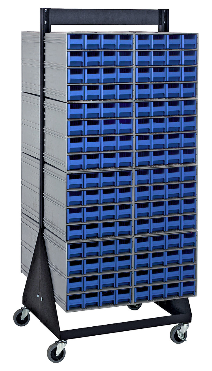 Interlocking Storage Cabinets Floor Stand, double sided, 24"D x 23-5/8"W x 52"H, Black, Blue, Carbon Steel, QIC-248-161BL