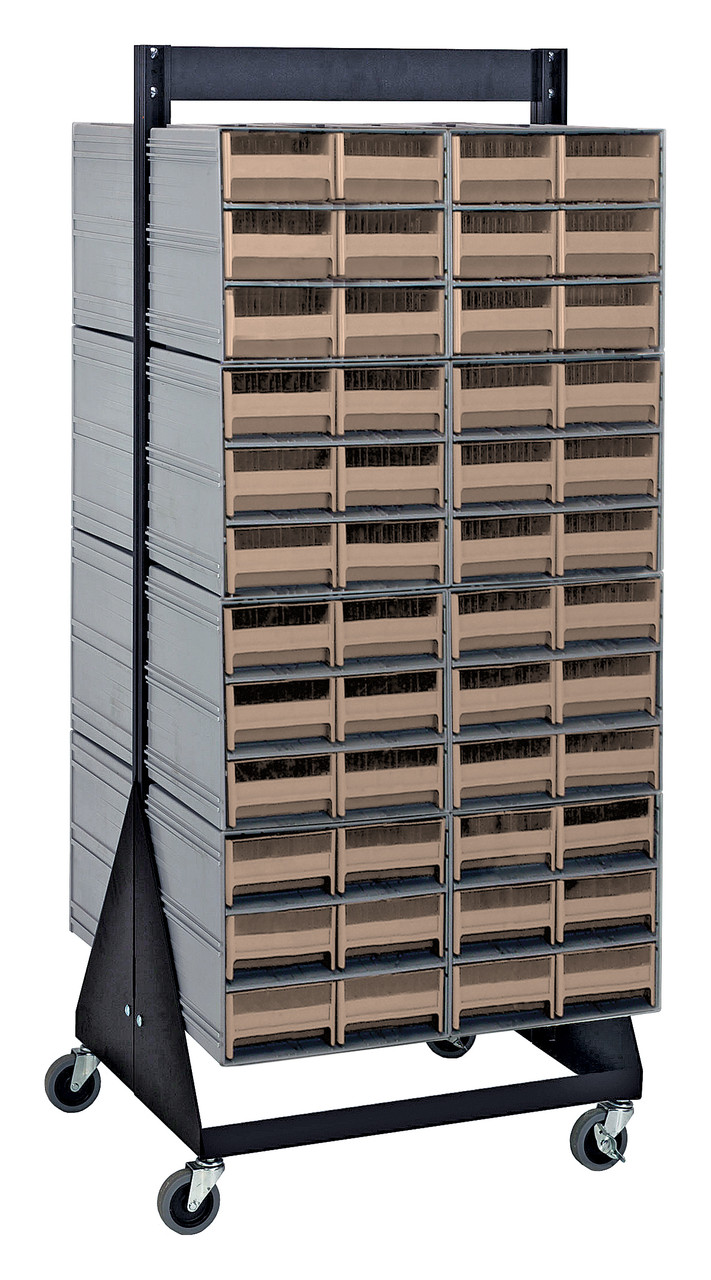 Interlocking Storage Cabinets Floor Stand, double sided, 24"D x 23-5/8"W x 52"H, Black, Ivory, Carbon Steel, QIC-248-64IV