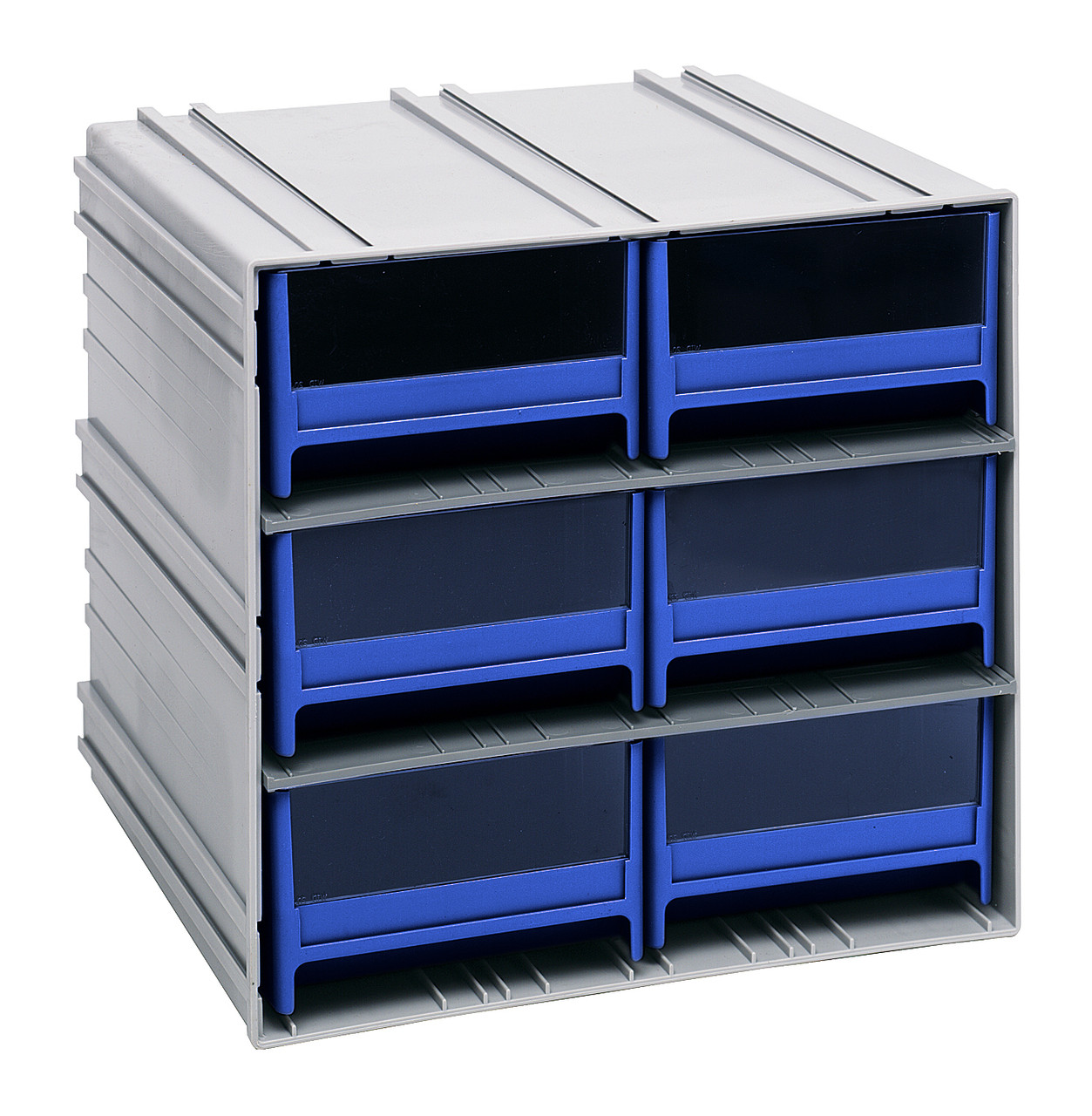 Interlocking Storage Cabinets, 11-3/8"D x 11-3/4"W x 11"H, includes: (6) IDR204, Gray, Blue, Polysteryne, QIC-64BL