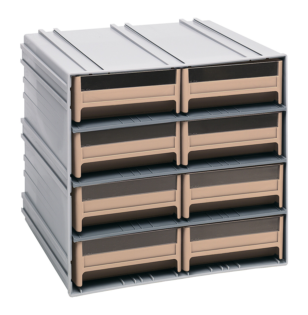 Interlocking Storage Cabinets, 11-3/8"D x 11-3/4"W x 11"H, includes: (8) IDR203, Gray, Ivory, Polysteryne, QIC-83IV