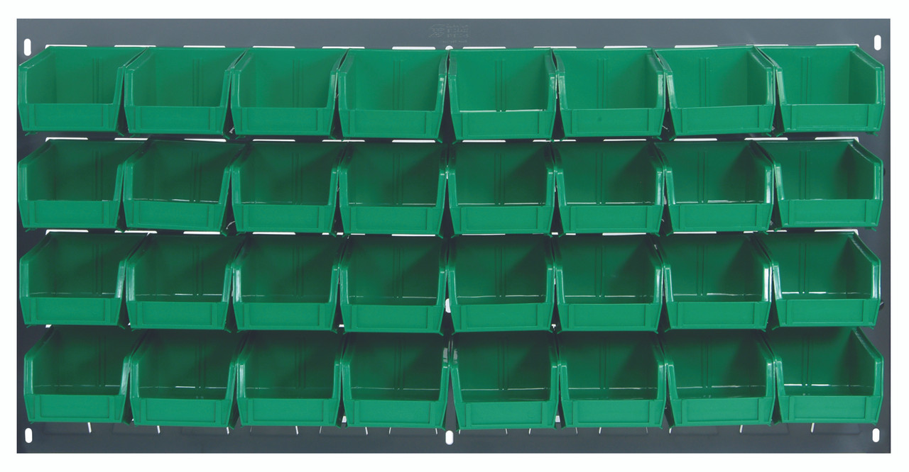 Louvered Panel, wall mounted, 36"L x 6"D x 19"H, Gray, Green, Carbon Steel, QLP-3619-210-32GN