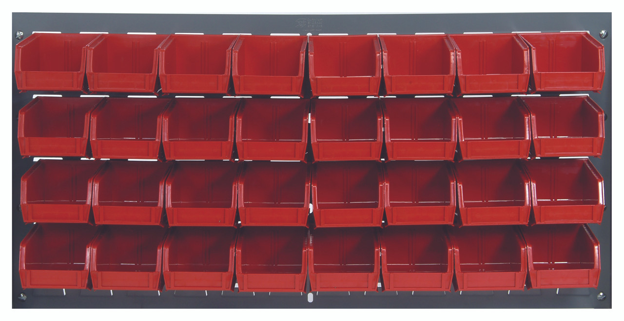 Louvered Panel, wall mounted, 36"L x 6"D x 19"H, Gray, Red, Carbon Steel, QLP-3619-210-32RD