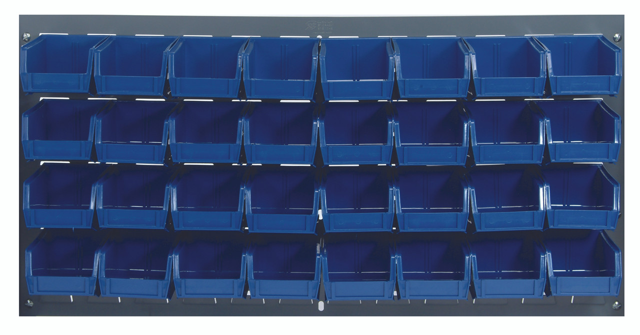 Louvered Panel, wall mounted, 36"L x 8"D x 19"H, Gray, Blue, Carbon Steel, QLP-3619-220-32BL