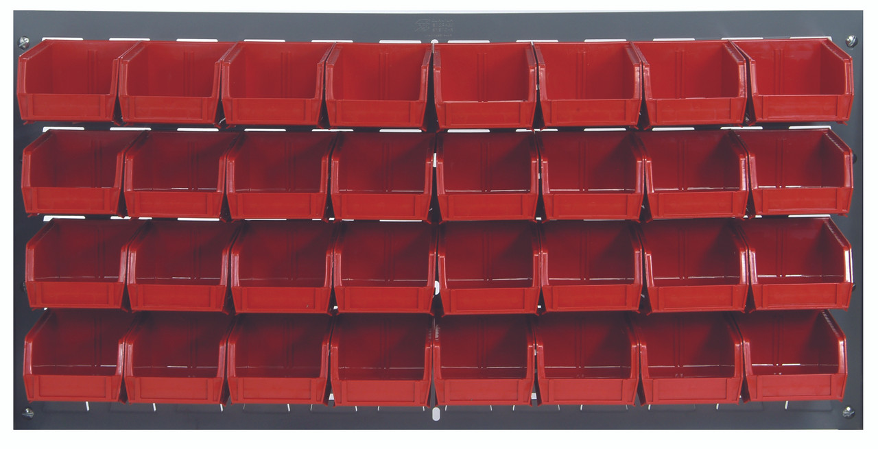 Louvered Panel, wall mounted, 36"L x 8"D x 19"H, Gray, Red, Carbon Steel, QLP-3619-220-32RD