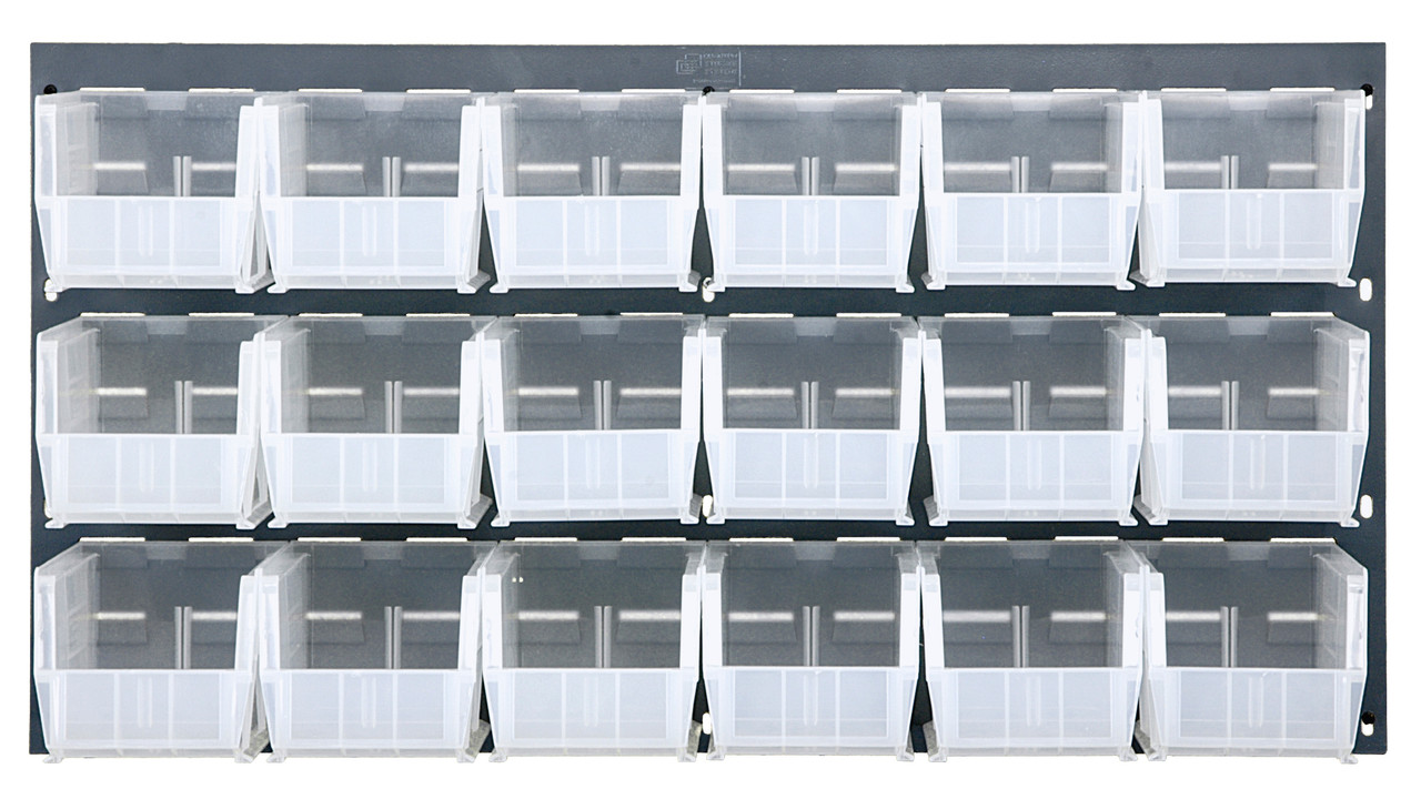 Louvered Panel, wall mounted, 36"L x 11"D x 19"H, Gray, Clear, Carbon Steel, QLP-3619-230-18CL
