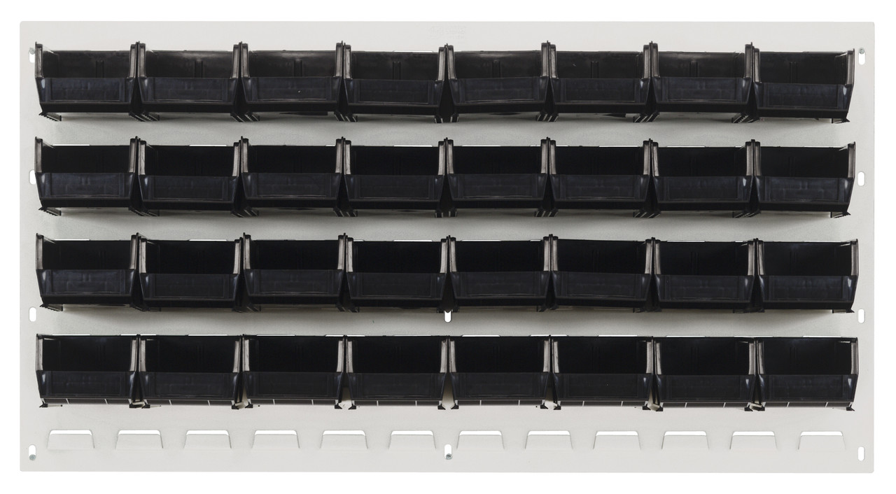 Louvered Panel, wall mounted, 36"L x 6"D x 19"H, Oyster White, Black, Carbon Steel, QLP-3619HC-210-32BK