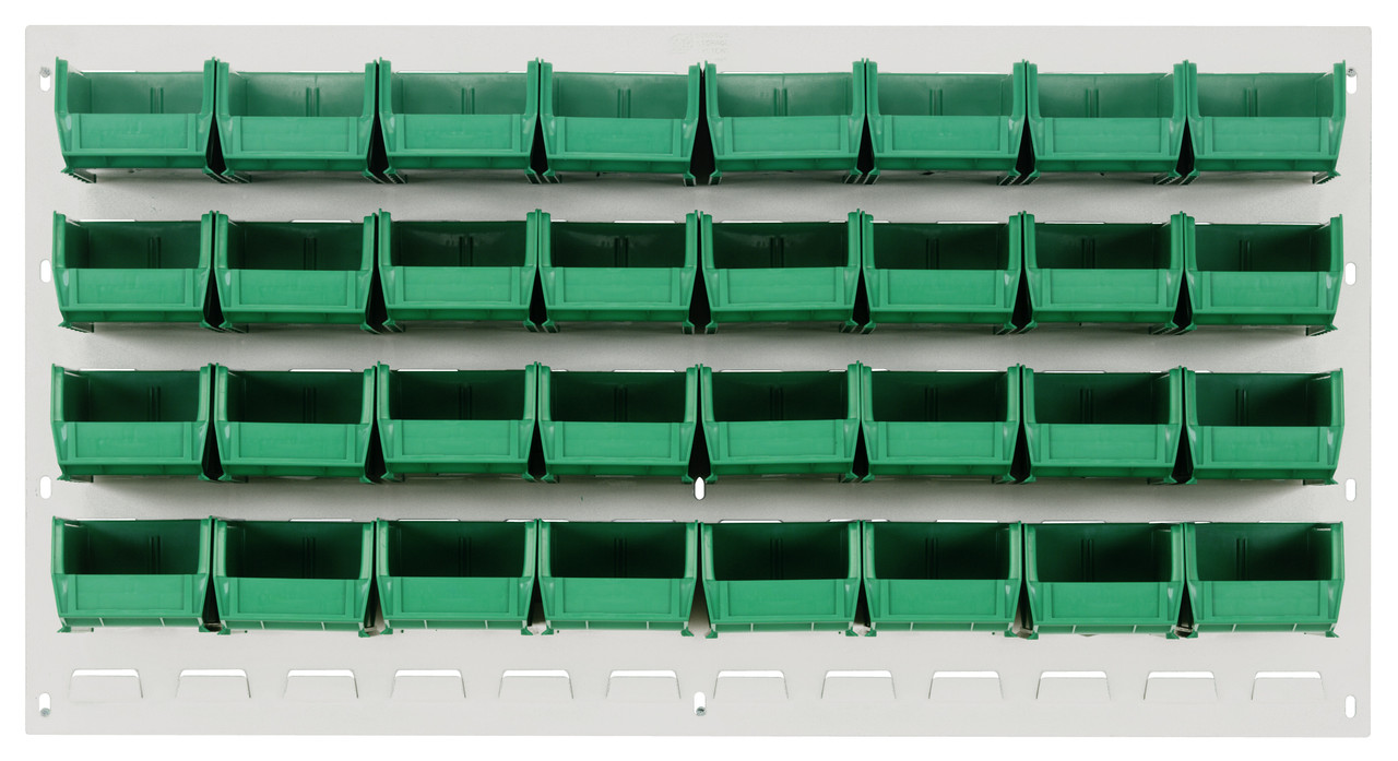 Louvered Panel, wall mounted, 36"L x 6"D x 19"H, Oyster White, Green, Carbon Steel, QLP-3619HC-210-32GN