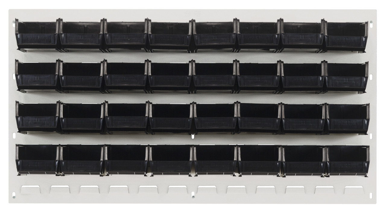 Louvered Panel, wall mounted, 36"L x 8"D x 19"H, Oyster White, Black, Carbon Steel, QLP-3619HC-220-32BK