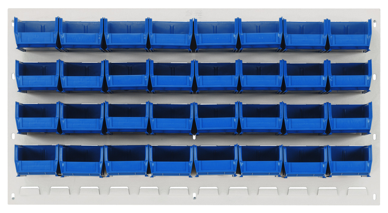 Louvered Panel, wall mounted, 36"L x 8"D x 19"H, Oyster White, Blue, Carbon Steel, QLP-3619HC-220-32BL