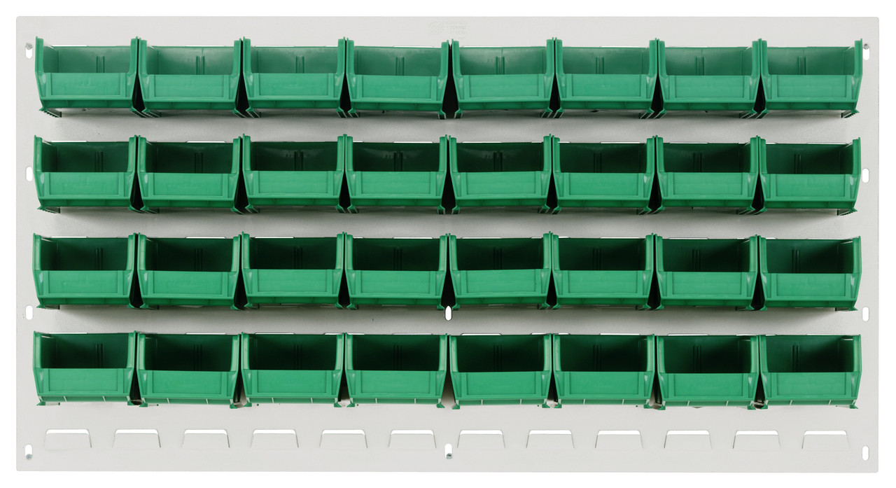 Louvered Panel, wall mounted, 36"L x 8"D x 19"H, Oyster White, Green, Carbon Steel, QLP-3619HC-220-32GN