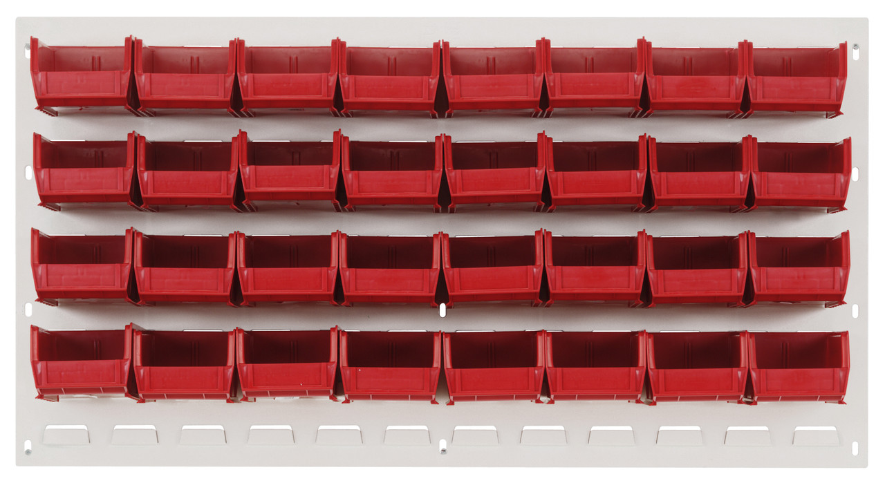 Louvered Panel, wall mounted, 36"L x 8"D x 19"H, Oyster White, Red, Carbon Steel, QLP-3619HC-220-32RD
