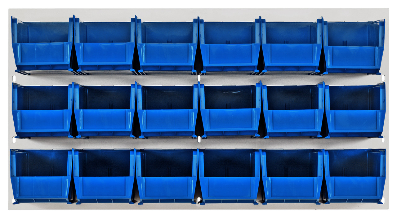 Louvered Panel, wall mounted, 36"L x 11"D x 19"H, Oyster White, Blue, Carbon Steel, QLP-3619HC-230-18BL