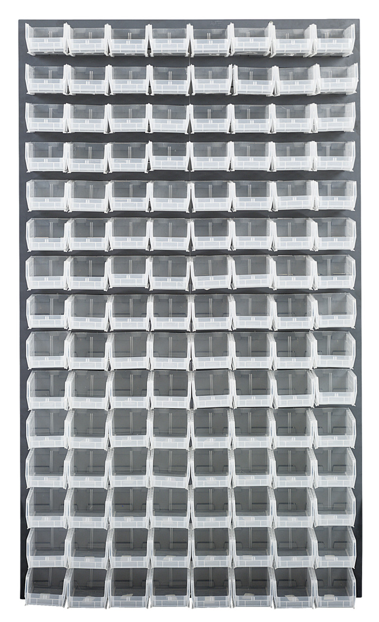 Louvered Panel, wall mounted, 36"L x 8"D x 61"H, Gray, Clear, Carbon Steel, QLP-3661-220-120CL