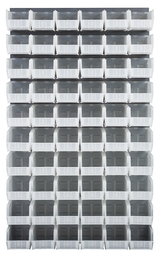 Louvered Panel, wall mounted, 36"L x 11"D x 61"H, Gray, Clear, Carbon Steel, QLP-3661-230-60CL