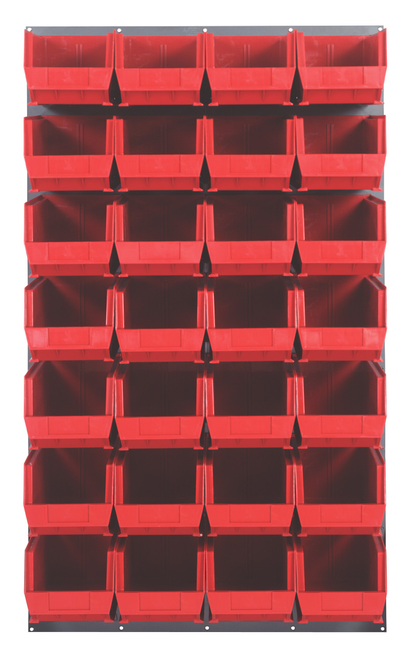 Louvered Panel, wall mounted, 36"L x 15"D x 61"H, Gray, Red, Carbon Steel, QLP-3661-240-28RD