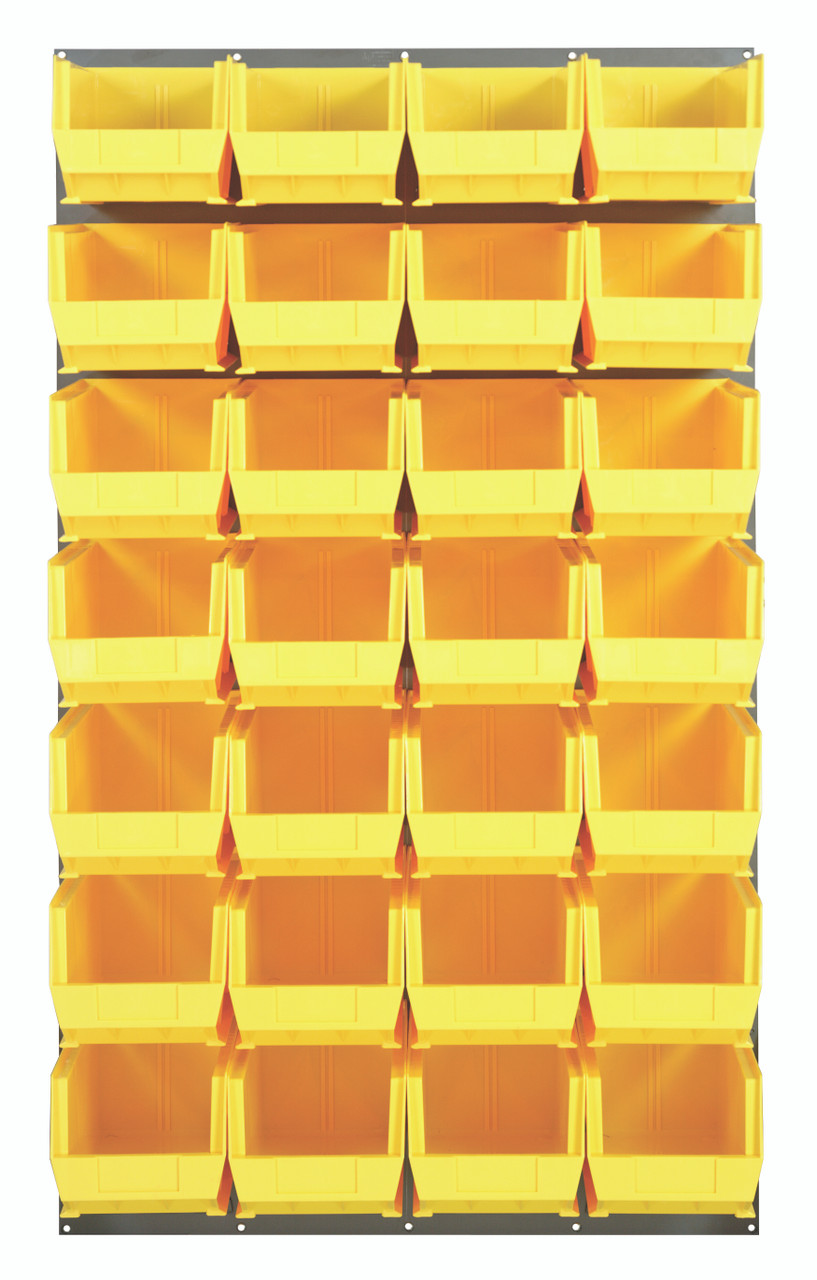 Louvered Panel, wall mounted, 36"L x 15"D x 61"H, Gray, Yellow, Carbon Steel, QLP-3661-240-28YL