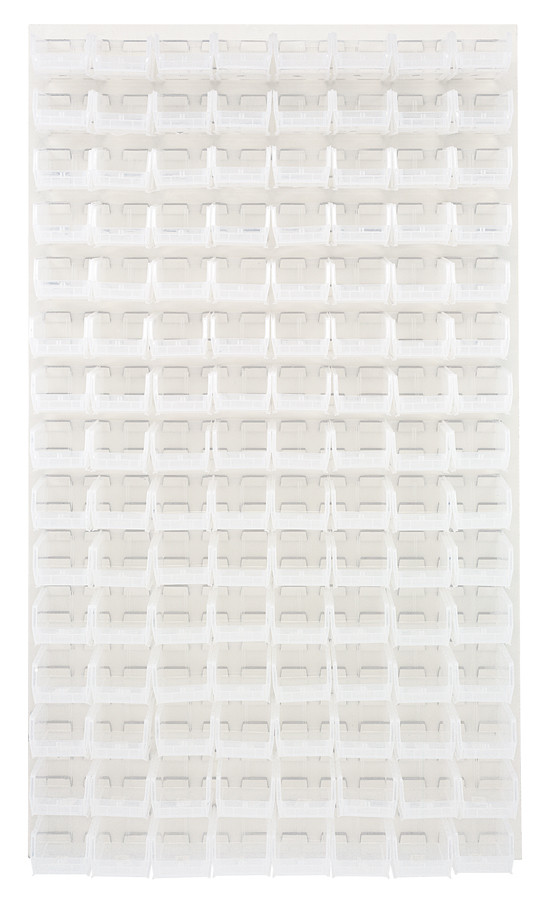 Louvered Panel, wall mounted, 36"L x 8"D x 61"H, Oyster White, Clear, Carbon Steel, QLP-3661HC-220-120CL