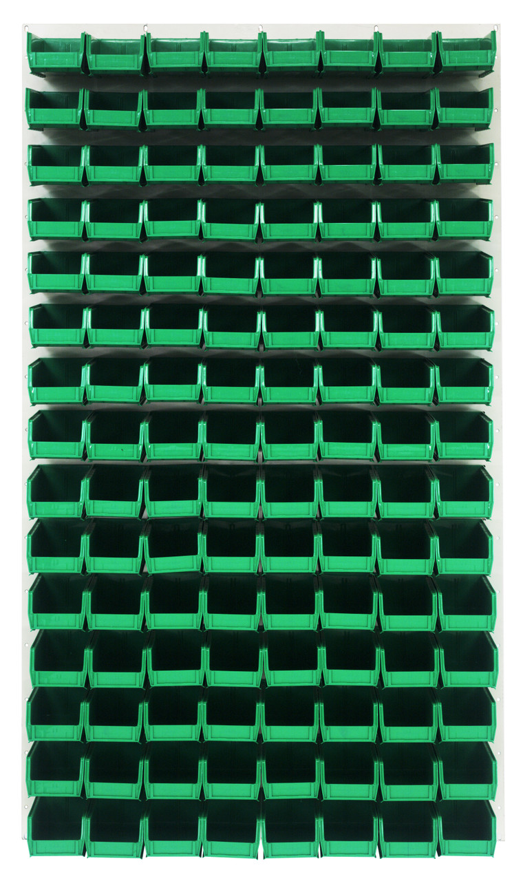 Louvered Panel, wall mounted, 36"L x 8"D x 61"H, Oyster White, Green, Carbon Steel, QLP-3661HC-220-120GN