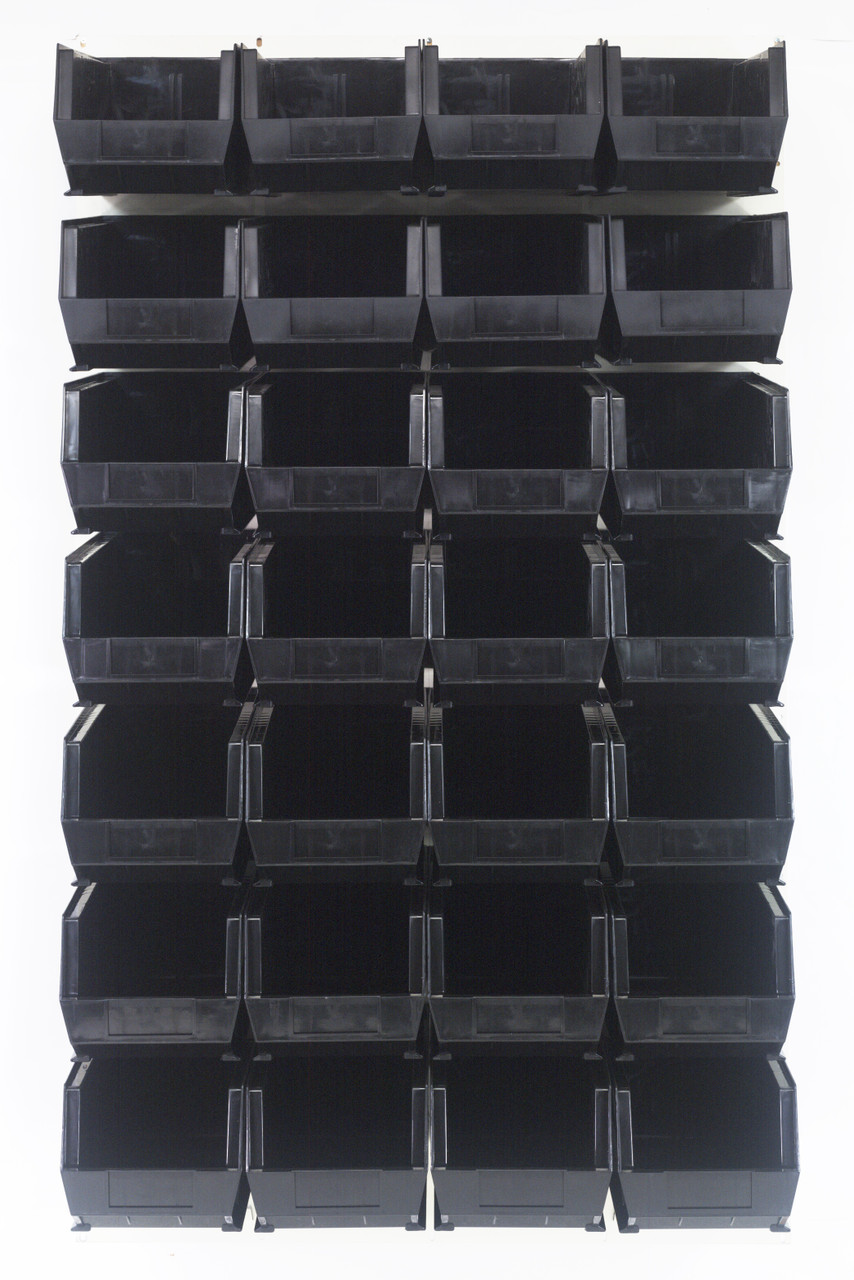 Louvered Panel, wall mounted, 36"L x 15"D x 61"H, Oyster White, Black, Carbon Steel, QLP-3661HC-240-28BK