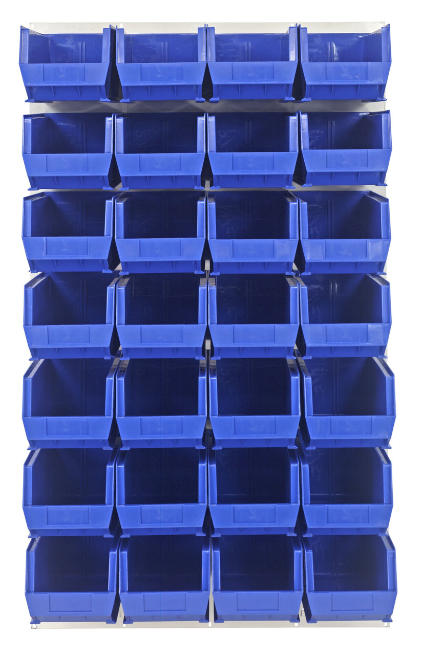 Louvered Panel, wall mounted, 36"L x 15"D x 61"H, Oyster White, Blue, Carbon Steel, QLP-3661HC-240-28BL