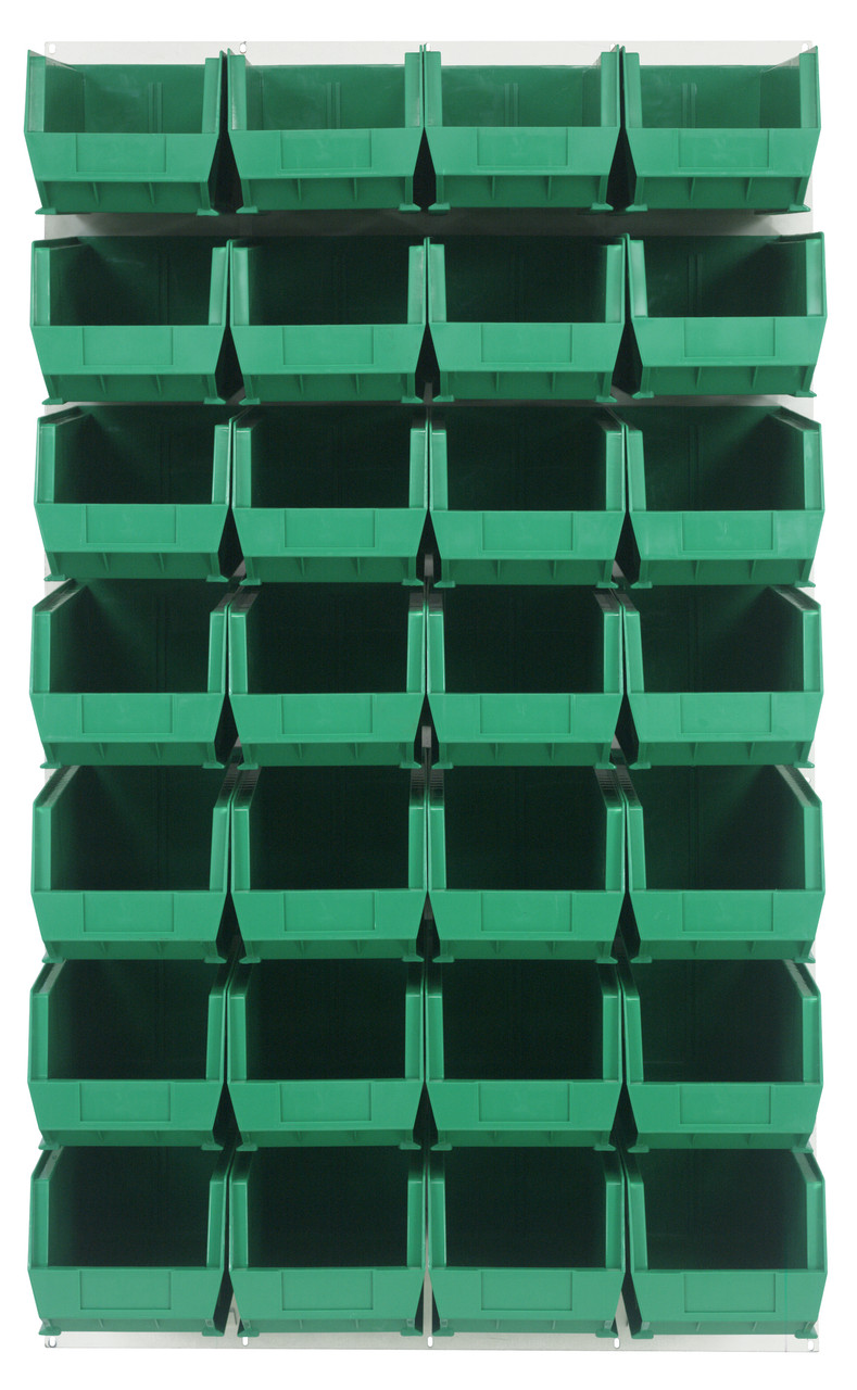 Louvered Panel, wall mounted, 36"L x 15"D x 61"H, Oyster White, Green, Carbon Steel, QLP-3661HC-240-28GN