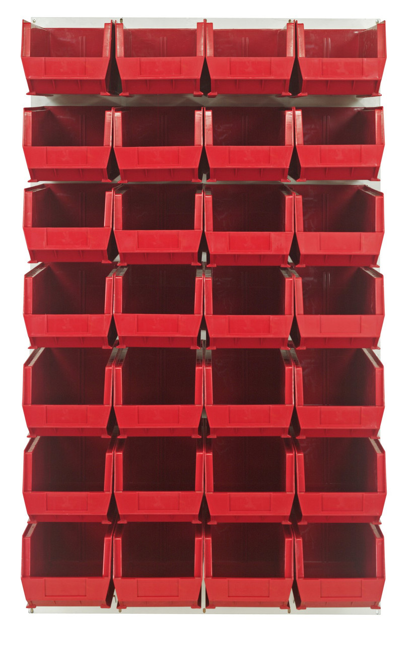 Louvered Panel, wall mounted, 36"L x 15"D x 61"H, Oyster White, Red, Carbon Steel, QLP-3661HC-240-28RD