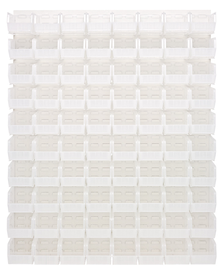 Louvered Panel, wall mounted, 48"L x 11"D x 61"H, Oyster White, Clear, Carbon Steel, QLP-4861HC-230-80CL