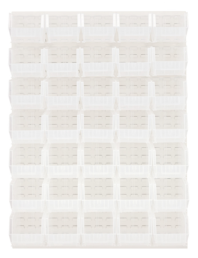 Louvered Panel, wall mounted, 48"L x 15"D x 61"H, Oyster White, Clear, Carbon Steel, QLP-4861HC-240-35CL