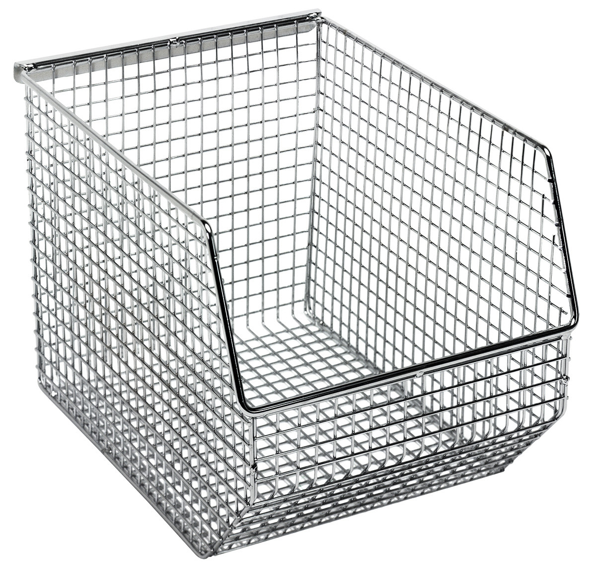Mesh Stack and Hang Bin, 10-1/2"D x 8"W x 7"H, rectangular, Chrome, Chrome, Carbon Steel, QMB539CCS