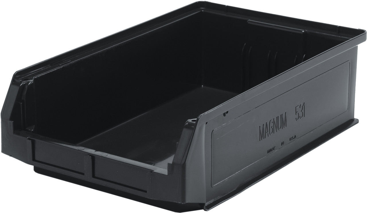 Magnum Bin, 19-3/4"L x 12-3/8"W x 5-7/8"H, 150 lbs. stack capacity, Black, Black, Recycled PP, QMS531BRCS