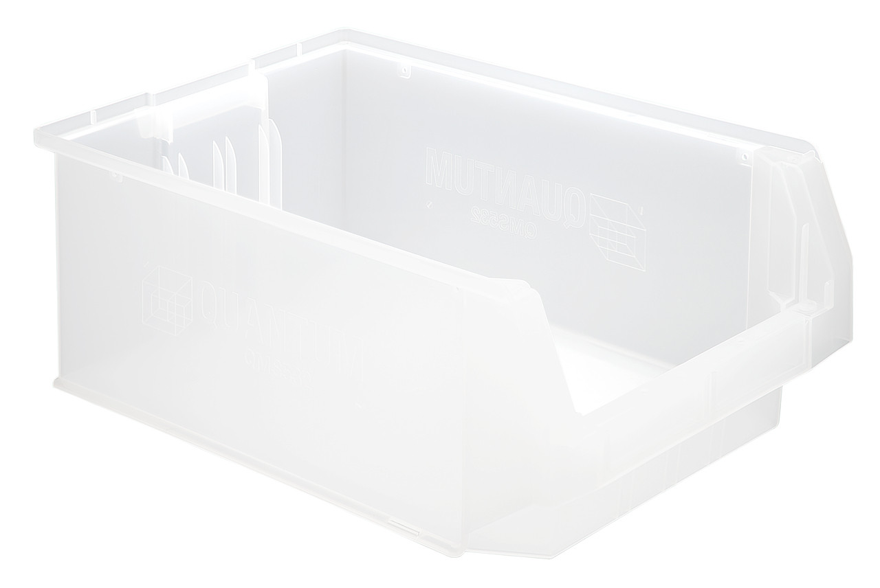 Magnum Bin, 19-3/4"L x 12-3/8"W x 5-7/8"H, 150 lbs. stack capacity, Clear, Clear, Polypropylene, QMS531CL
