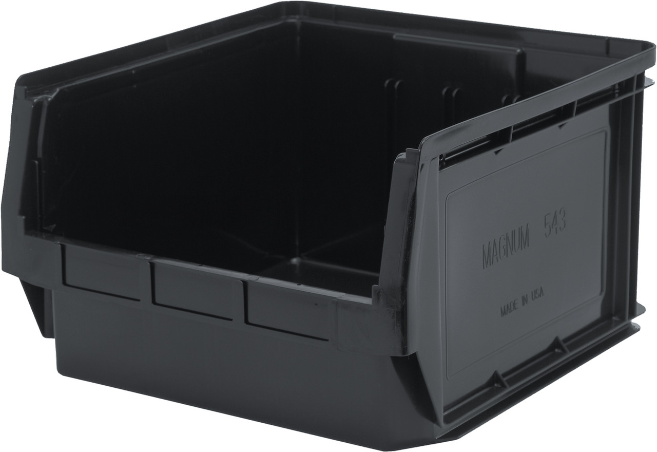 Magnum Bin, 19-3/4"L x 18-3/8"W x 11-7/8"H, 150 lbs. stack capacity, Black, Black, Polypropylene, QMS543BK