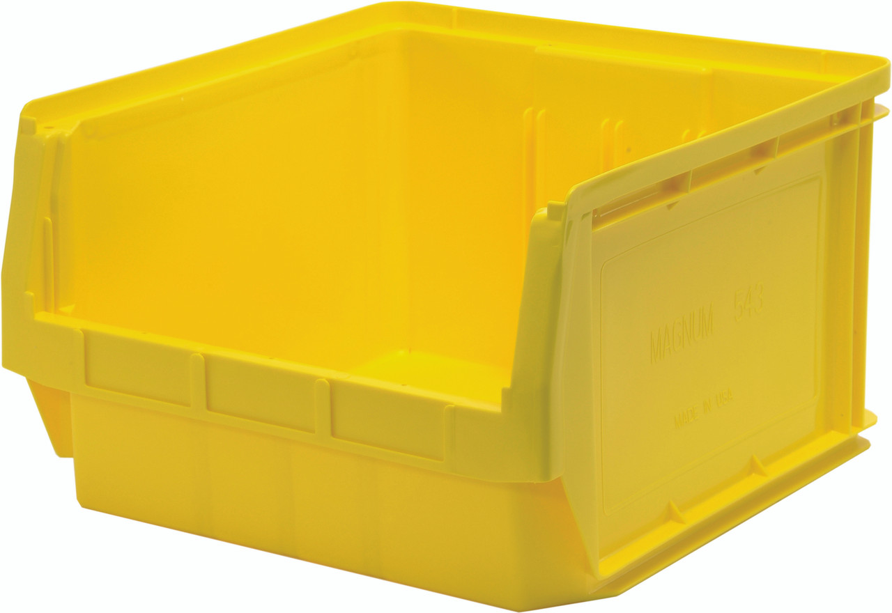 Magnum Bin, 19-3/4"L x 18-3/8"W x 11-7/8"H, 150 lbs. stack capacity, Yellow, Yellow, Polypropylene, QMS543YL