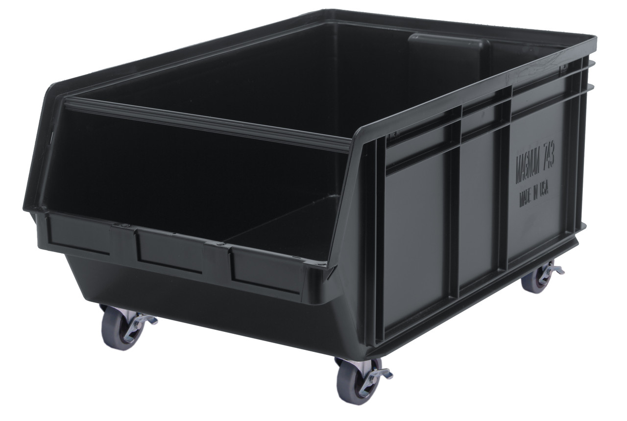 Magnum Bin, mobile, 29"L x 18-3/8"W x 14-7/8"H, Black, Black, Polypropylene, QMS843MOBBK