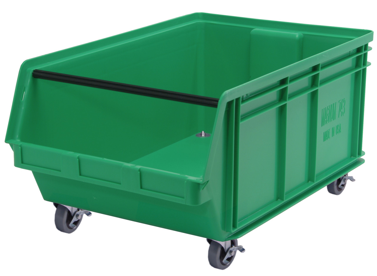 Magnum Bin, mobile, 29"L x 18-3/8"W x 14-7/8"H, Green, Green, Polypropylene, QMS843MOBGN