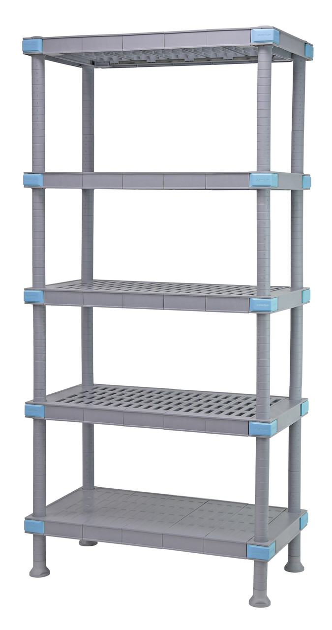 Millenia Shelving Unit, 72"W x 21"D x 62"H, 2000 lbs load capacity, Gray, 0, Polypropylene/ABS, QP217262VS-5